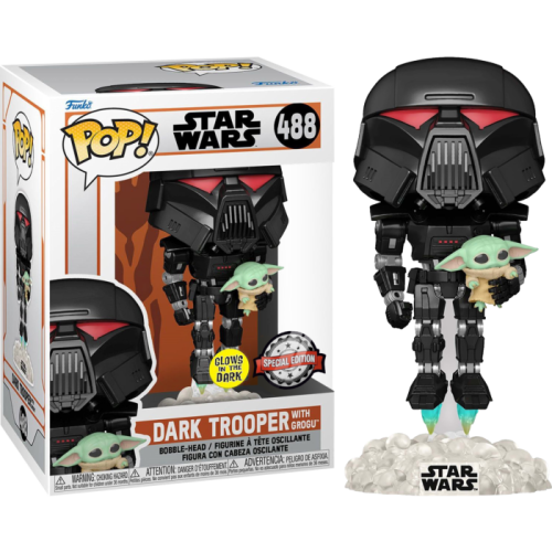 Star Wars: The Mandalorian - Darktrooper & Child Glow US Exclusive Pop! Vinyl [RS]