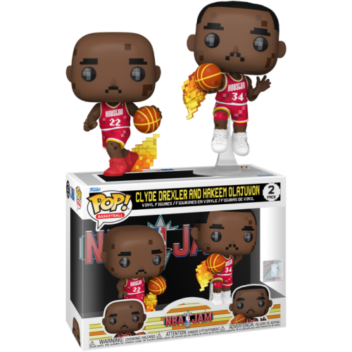 NBA JAM: Rockets - Clyde Drexler & Hakeem Olajuwon 8-Bit Pop! Vinyl 2 Pack