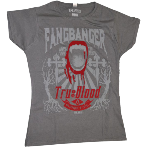 True Blood - Fangbanger Flocked Female T-Shirt XL