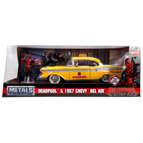 Deadpool (comics) - 1957 Chevy Bel Air Taxi 1:24 Hoolywood Ride Diecast Vehicle with Deadpool
