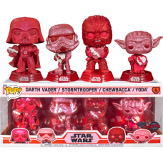 Star Wars - Yoda, Chewbacca, Darth Vader & Stormtrooper Valentine's Day Diamond Glitter Pop! Vinyl Figure 4-Pack