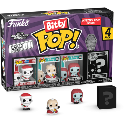 The Nightmare Before Christmas - Santa Jack, Sandy Claws, Sally Sewing & Mystery Bitty Pop! Vinyl Figure 4-Pack