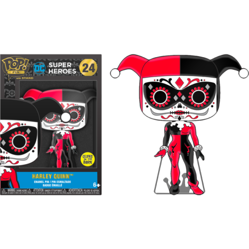 DC Comics - Harley Quinn Day of Dead Glow-in-the-Glow 4 inch Enamel Pop! Pin