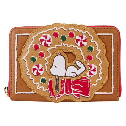 Peanuts - Snoopy Gingerbread Wreath Scented 4 inch Faux Leather Zip-Around Wallet