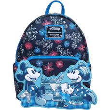 Disney - Mickey & Minnie Mouse Fireworks Glow in the Dark 10 inch Faux Leather Mini Backpack