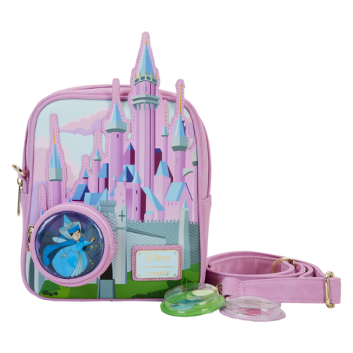 Sleeping Beauty (1959) - Three Good Fairies Stained Glass 8 inch Faux Leather Crossbody Bag
