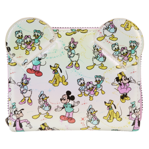 Disney - Disney100 Mickey & Friends Iridescent 4 inch Faux Leather Zip-Around Wallet
