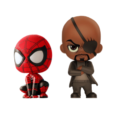 Spider-Man: Far From Home - Spider-Man and Nick Fury Cosbaby 3.75 Inch Hot Toys Bobble-Head Figure 2-Pack