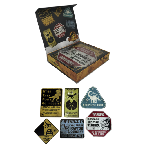 Jurassic World - Metal Warning Signs Scaled Replica Box Set