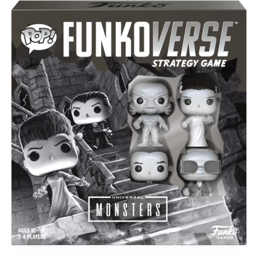 Universal Monsters - Dracula, Bride of Frankenstein, The Invisible Man & The Creature Pop! Funkoverse Strategy Game 4-Pack