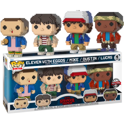 Stranger Things - Dustin, Lucas, Mike and Eleven with Eggos 8-Bit Pop! Vinyl Figure 4-Pack