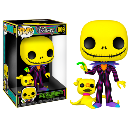The Nightmare Before Christmas - Jack Skellington with Zero Blacklight Jumbo Pop! Vinyl Figure