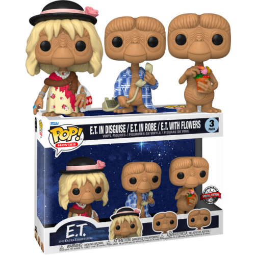 E.T. The Extra-Terrestrial - E.T with Flowers, Flannel Robe & Disguise Pop! Vinyl Figure 3-Pack