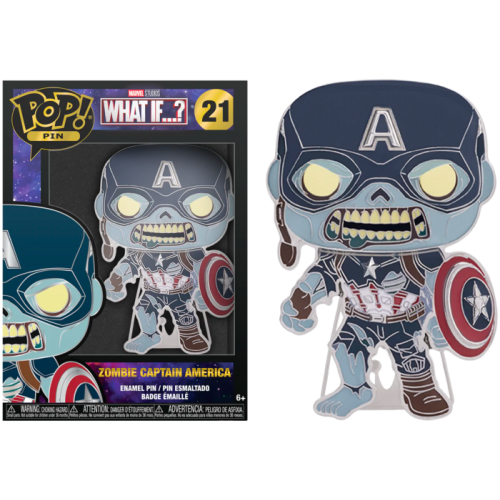 What If…? - Zombie Captain America Glow in the Dark 4 inch Pop! Enamel Pin