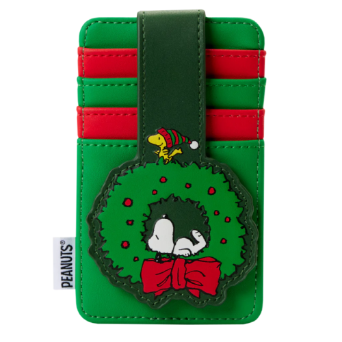 Peanuts - Snoopy and Woodstock Wreath 5 Inch Faux Leather Card Holder