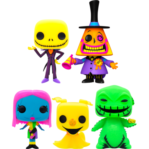 The Nightmare Before Christmas - Jack Skellington, Sally, Mayor, Oogie Boogie and Zero Blacklight Pop! Vinyl Figure 5-Pack