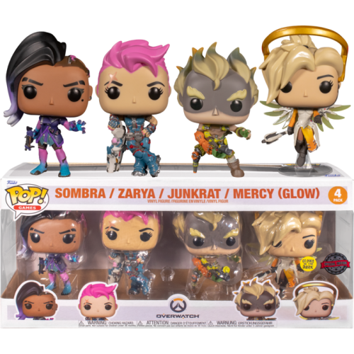 Overwatch - Sombra, Zarya , Junkrat & Mercy Glow in the Dark Pop! Vinyl Figure 4-Pack
