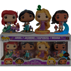 Disney Princess - Ariel, Jasmine, Rapunzel and Moana Glow in the Dark Pop! Vinyl Figure 4-Pack