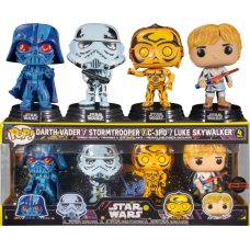 Star Wars - Darth Vader, Luke Skywalker, C-3PO and Stormtrooper Retro Series Pop! Vinyl Figure 4-Pack