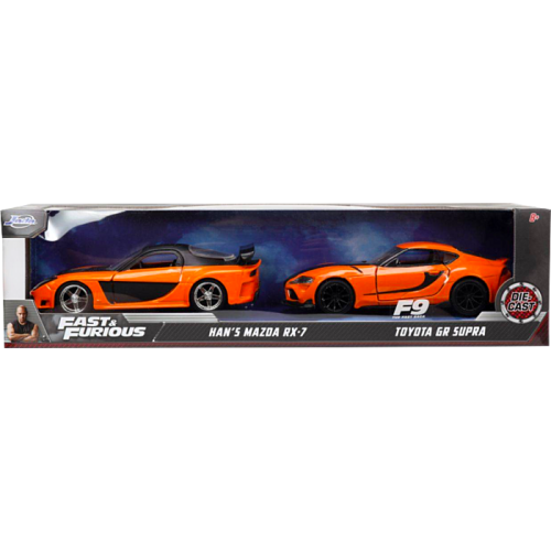 F9: The Fast Saga - Han's Mazda RX-7 and 2020 Toyota GR Supra 1/32 Scale Die-Cast Vehicle Replica 2-Pack
