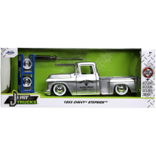 Just Trucks - Silver 1955 Chevy Stepside with Tyre Rack 1/24th Scale Die-Cast Vehicle Replica