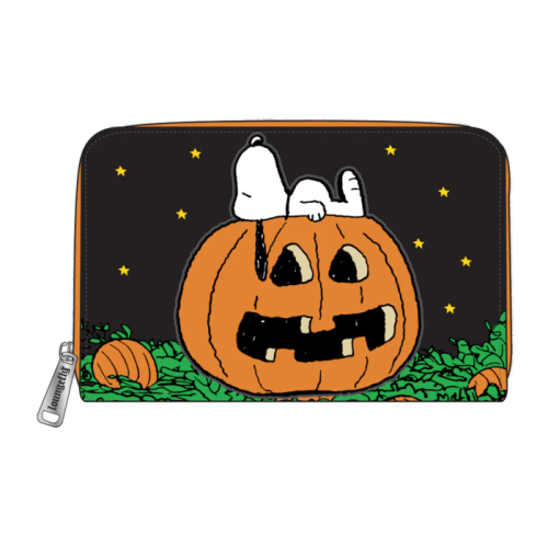 Peanuts - Great Pumpkin Snoopy Glow in the Dark 4 Inch Faux Leather Zip-Around Wallet