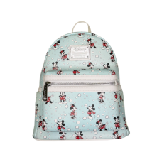 Disney - Mickey and Minnie Mouse Snowball Fight 10 Inch Faux Leather Mini Backpack