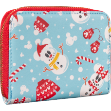 Mickey Mouse - Mickey and Minnie Mouse Snowman 4 Inch Faux Leather Zip-Around Wallet