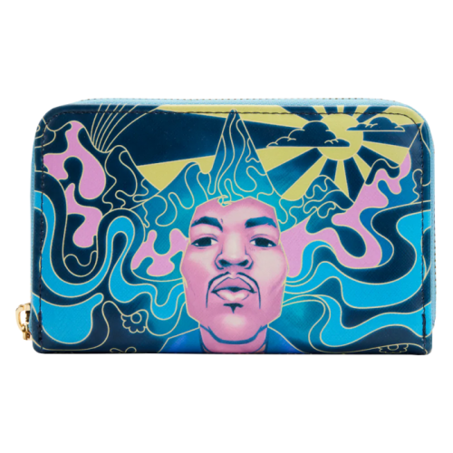 Jimi Hendrix - Psychedelic Landscape Glow in the Dark 4 Inch Faux Leather Zip-Around Wallet