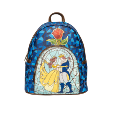 Beauty and the Beast (1991) - Stained Glass 10” Faux Leather Mini Backpack