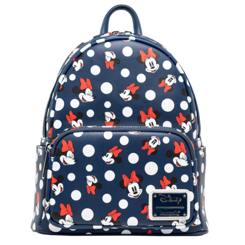 Disney - Minnie Mouse Polka Dots Blue 10 Inch Faux Leather Mini Backpack