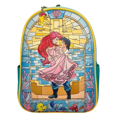 Disney Princess - Little Mermaid Stain Glass 12 Inch Faux Leather Mini Backpack