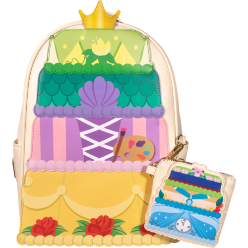 Disney Princess - Layer Cake 12 Inch Faux Leather Mini Backpack and Coin Bag Set