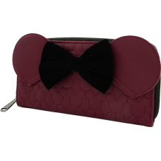 Disney - Minnie Mouse Maroon Quilted 8 Inch Faux Leather Zip-Around Wallet