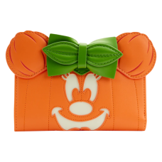 Disney - Minnie Mouse Pumpkin Glow in the Dark 4 Inch Faux Leather Flap Wallet