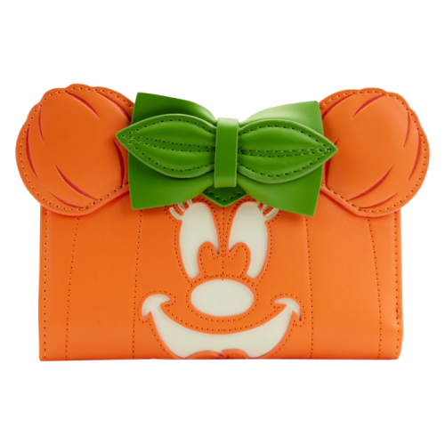 Disney - Minnie Mouse Pumpkin Glow in the Dark 4 Inch Faux Leather Flap Wallet