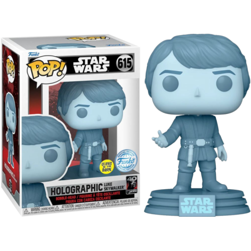 Star Wars Episode VI: Return of the Jedi - Holographic Luke Skywalker 40th Anniversary Glow-in-the-Dark Pop! Vinyl Figure