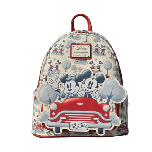 Disney - Mickey & Minnie Mouse Springtime Car Ride 10 inch Faux Leather Mini Backpack