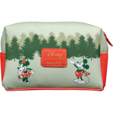 Disney - Mickey & Minnie Holiday 5 inch Faux Leather Zip-Around Cosmetic Bag