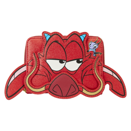 Mulan (1998) - 25th Anniversary Mushu Glitter Cosplay 4 inch Faux Leather Zip-Around Wallet