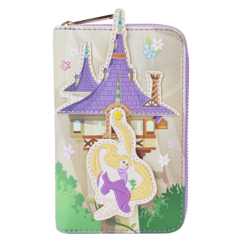 Tangled - Rapunzel Swinging From Tower 4 inch Faux Leather Zip-Around Wallet