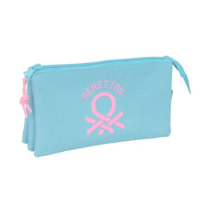 Benetton Sky Blue triple pencil case