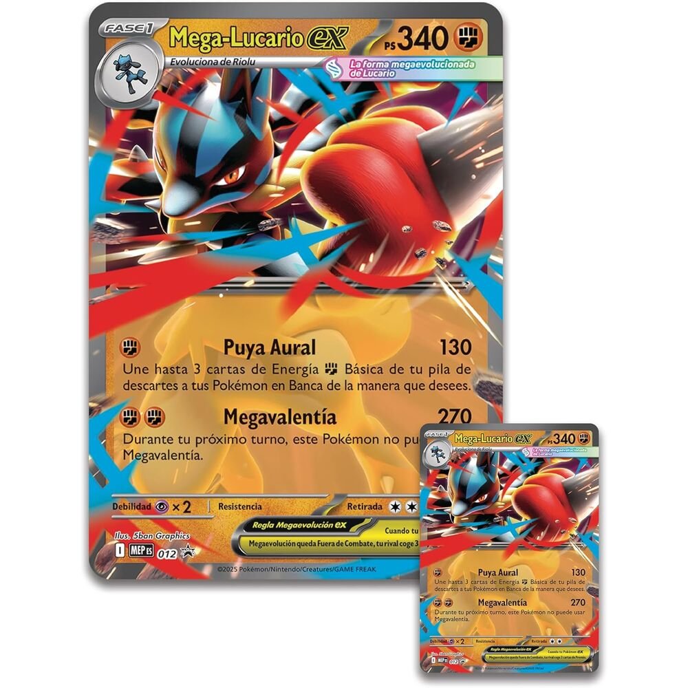 Latin American Pokemon Mega Lucario Ex Blister set collectible cards - Image 2