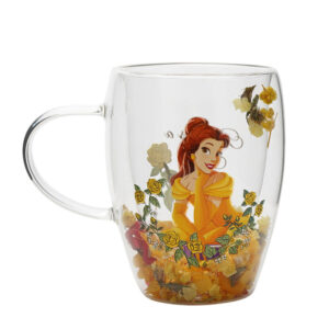 Disney Princess Belle floral decorative glass mug