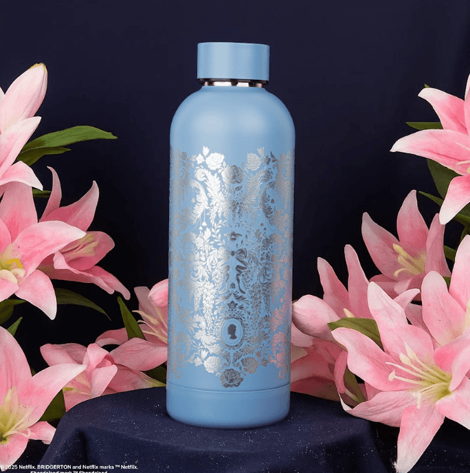 Water Bottle - Silver Damask Flourish