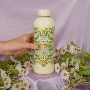 Water Bottle - Green Damask Flourish