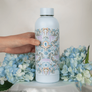 Water Bottle - Light Blue Damask Flourish