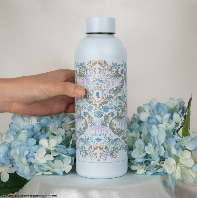 Water Bottle - Light Blue Damask Flourish