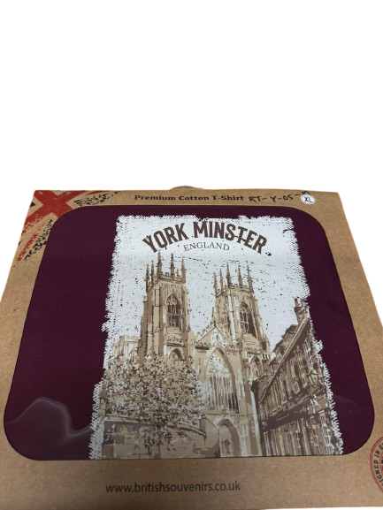 York Minster Maroon Round Neck t shirt