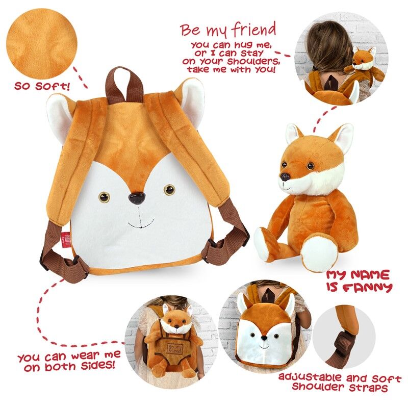 Fox backpack with plush toy 26cm - Image 2